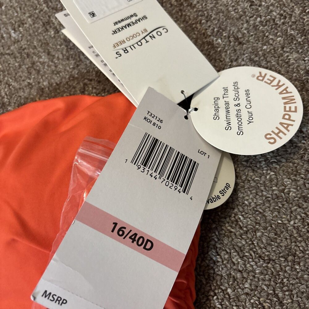 NEW Contrours Coco Reef Orange Tankini Top Koi 40D Bra Sized  NWT Textured - Picture 7 of 10